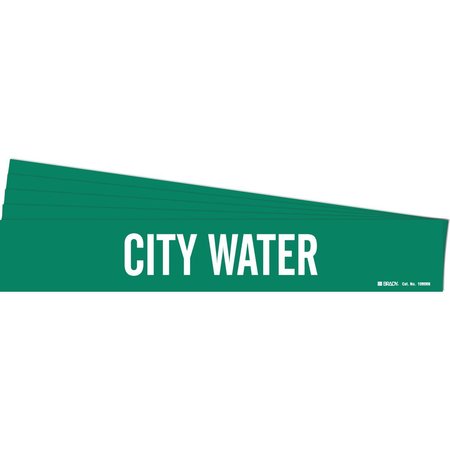 BRADY CITY WATER Pipe Marker Style 1 Polyester White on Green 1 per Card, 5 PK 106068-PK